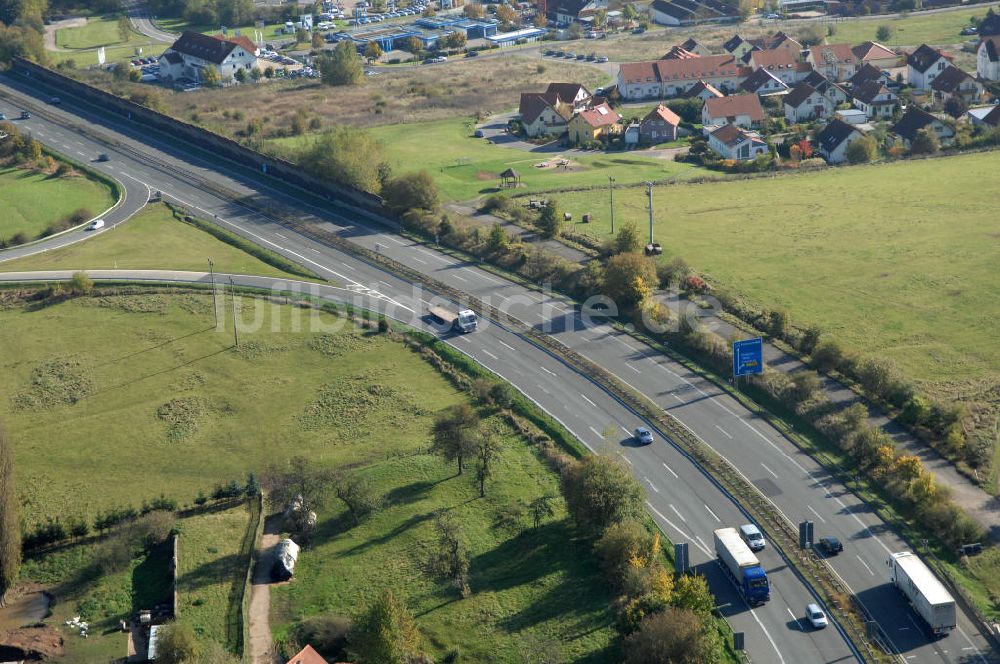 Luftaufnahme Eisenach - Alter Trassen-Verlauf der A 4 bei Eisenach