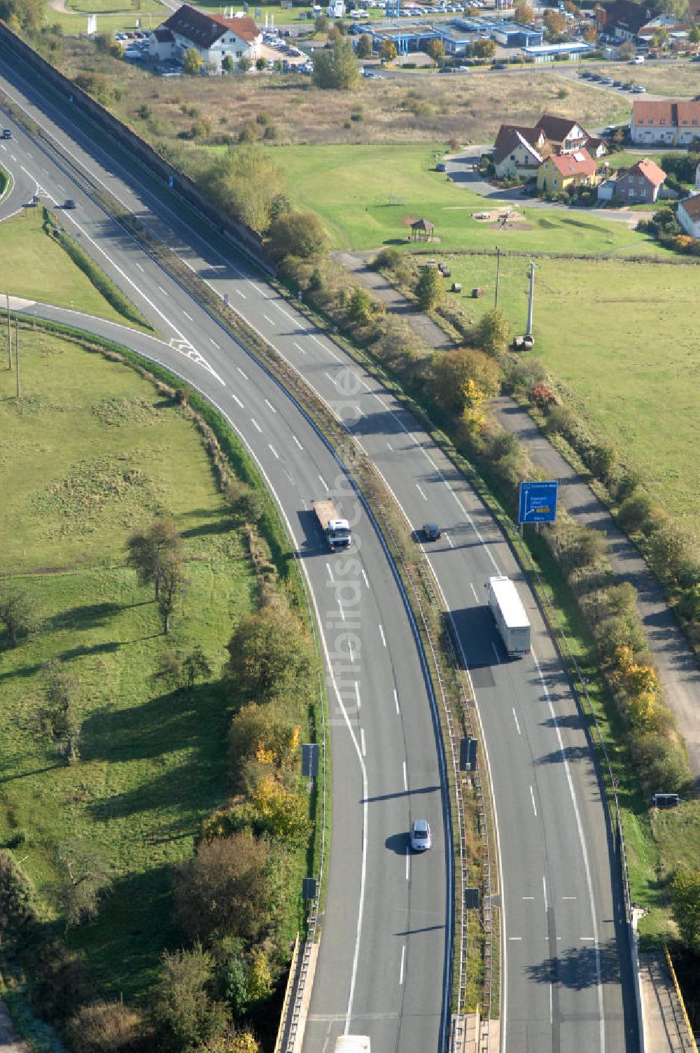 Eisenach von oben - Alter Trassen-Verlauf der A 4 bei Eisenach