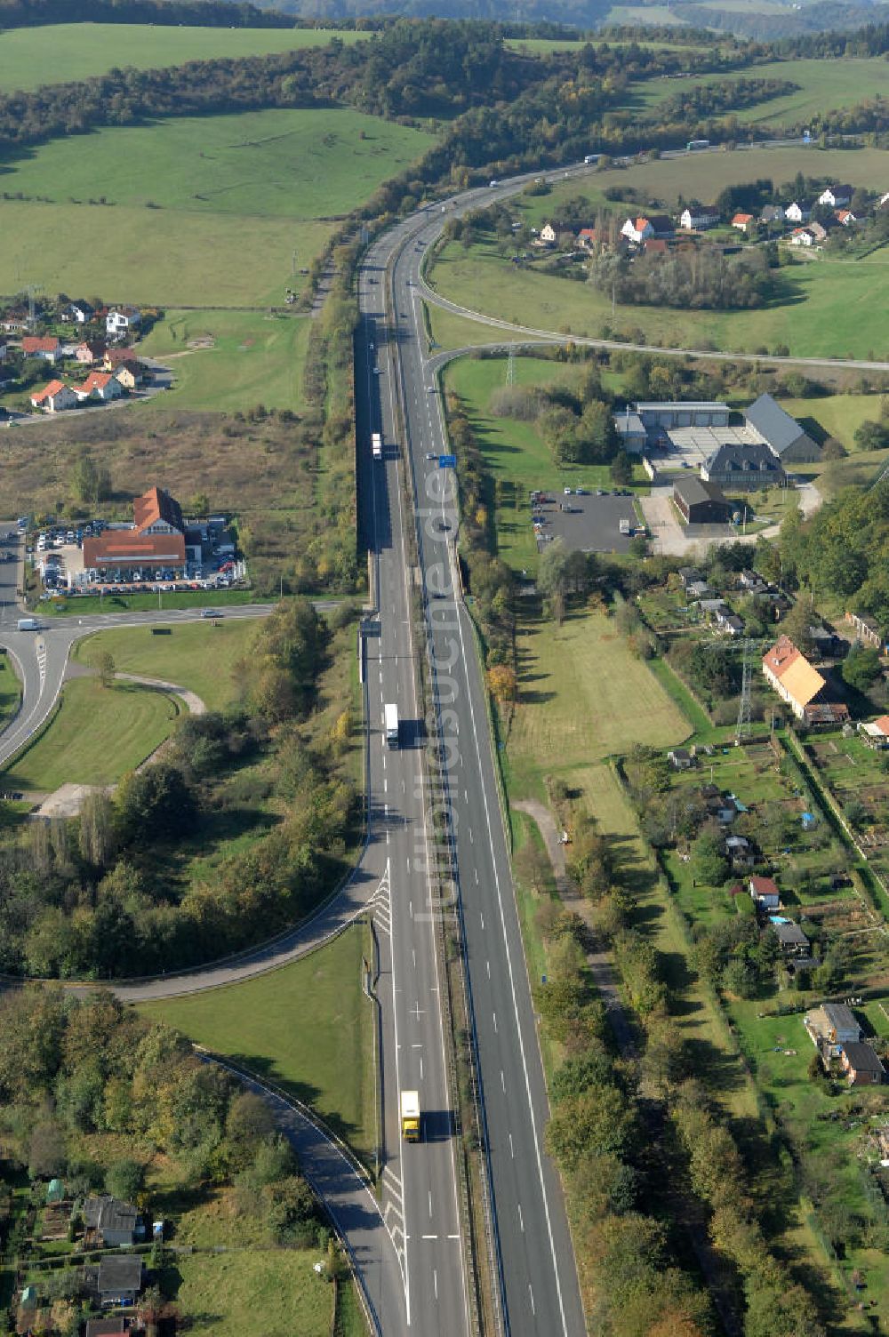 Eisenach aus der Vogelperspektive: Alter Trassen-Verlauf der A 4 bei Eisenach