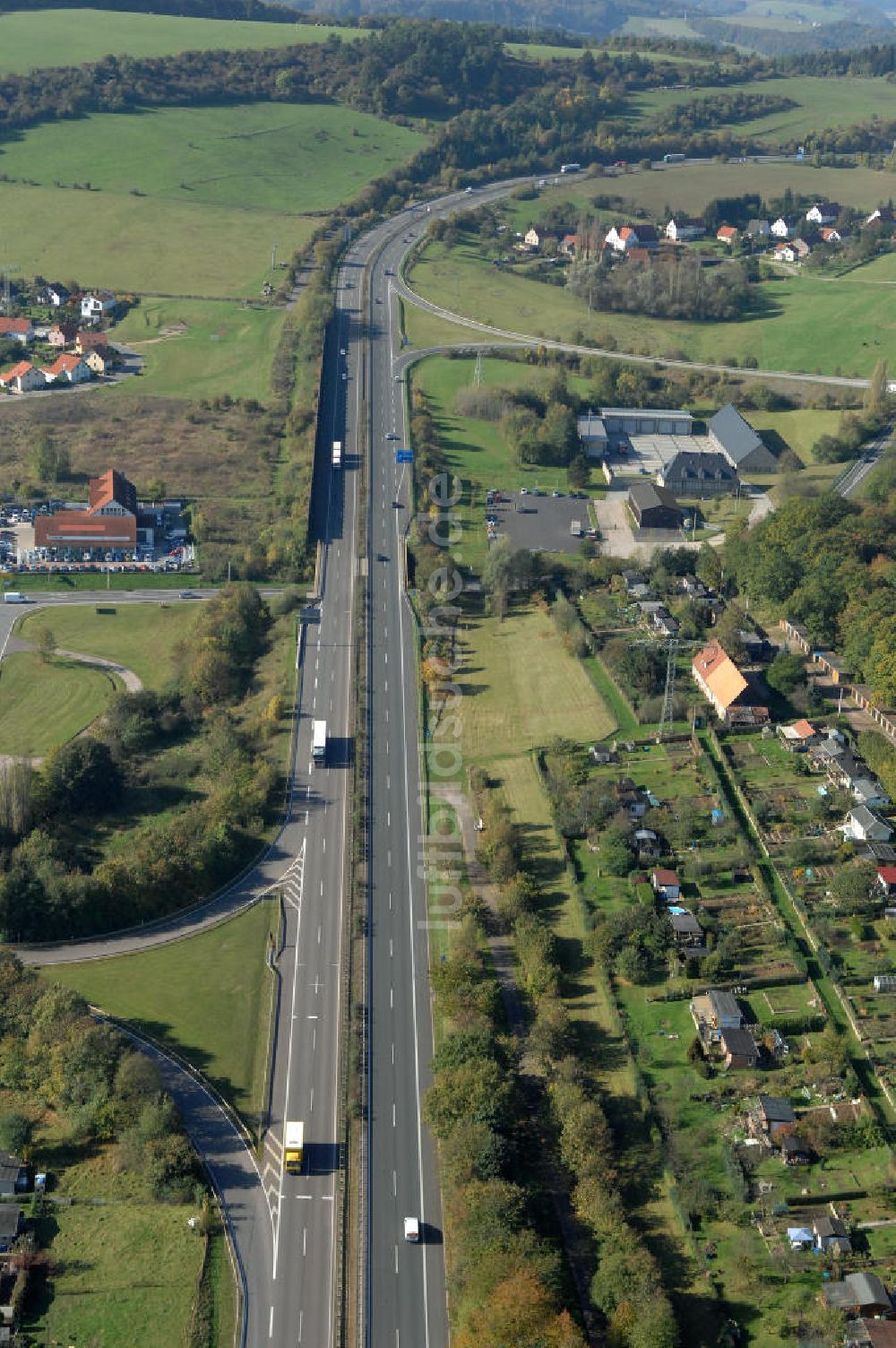 Luftbild Eisenach - Alter Trassen-Verlauf der A 4 bei Eisenach