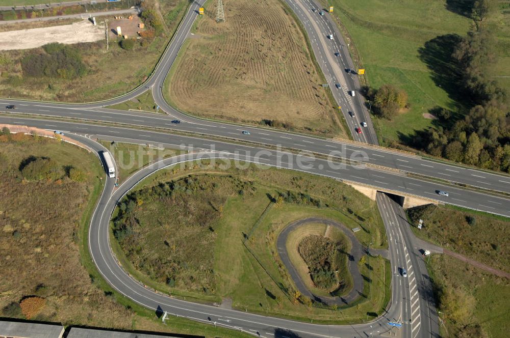 Eisenach aus der Vogelperspektive: Alter Trassen-Verlauf der A 4 bei Eisenach