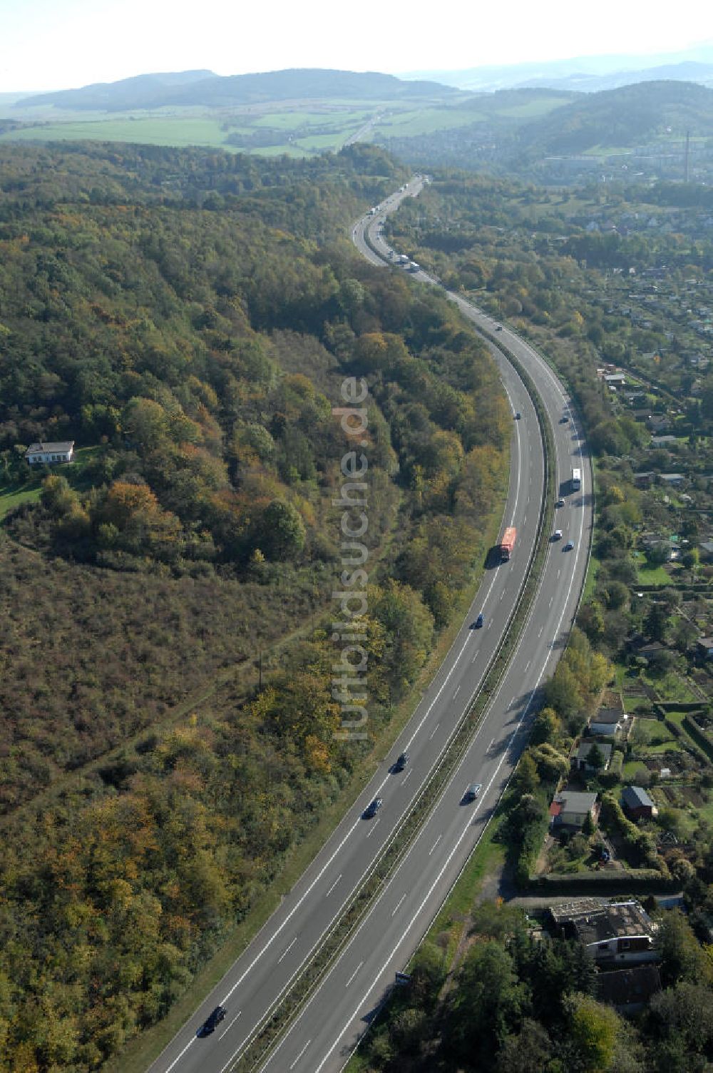 Luftaufnahme Eisenach - Alter Trassen-Verlauf der A 4 bei Eisenach