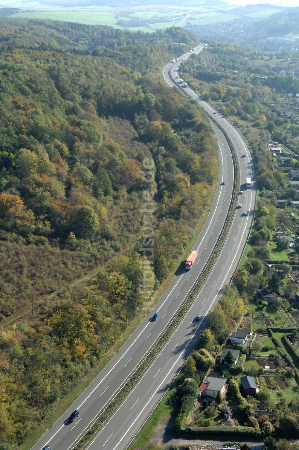 Eisenach von oben - Alter Trassen-Verlauf der A 4 bei Eisenach