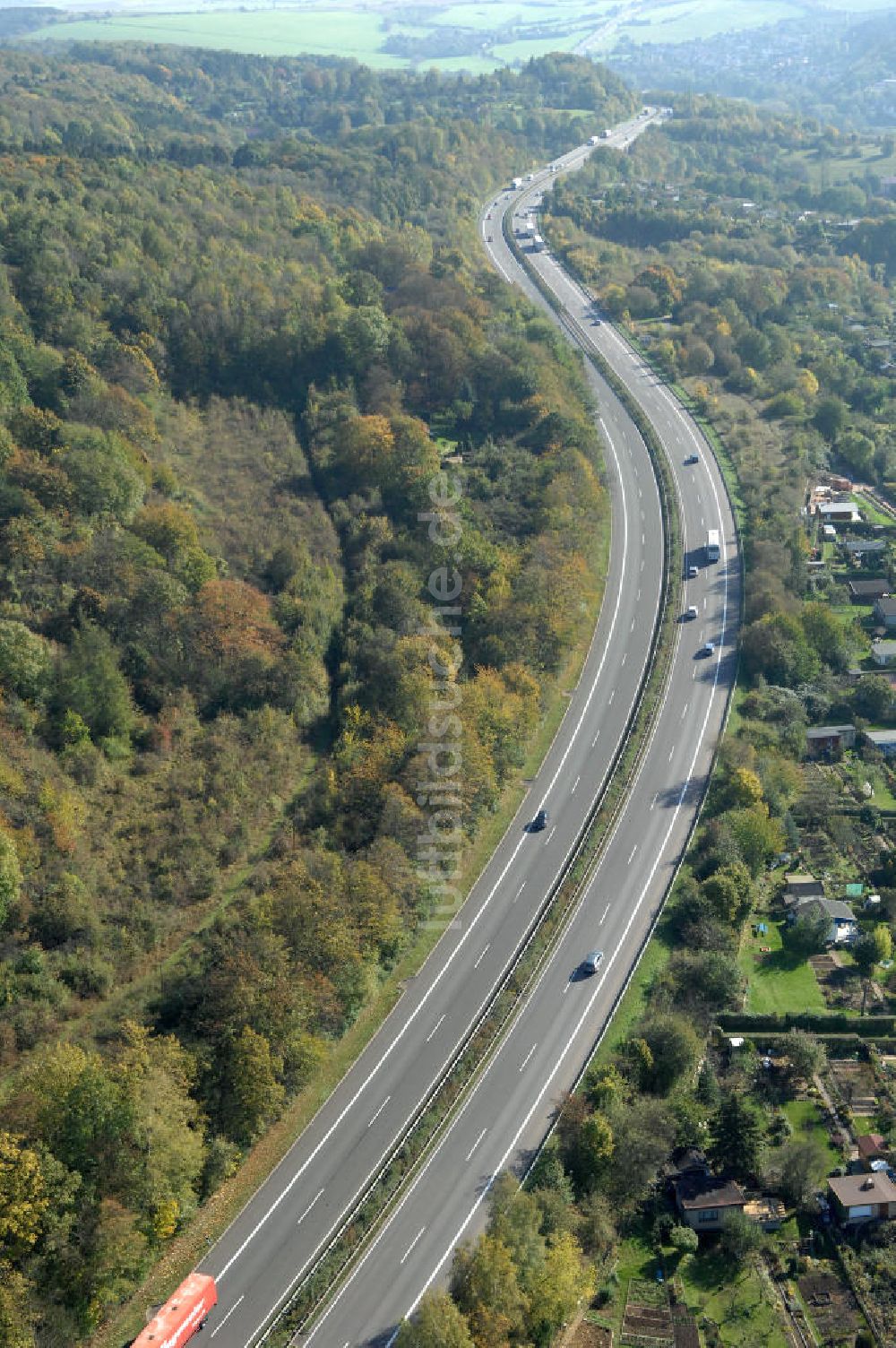 Eisenach aus der Vogelperspektive: Alter Trassen-Verlauf der A 4 bei Eisenach