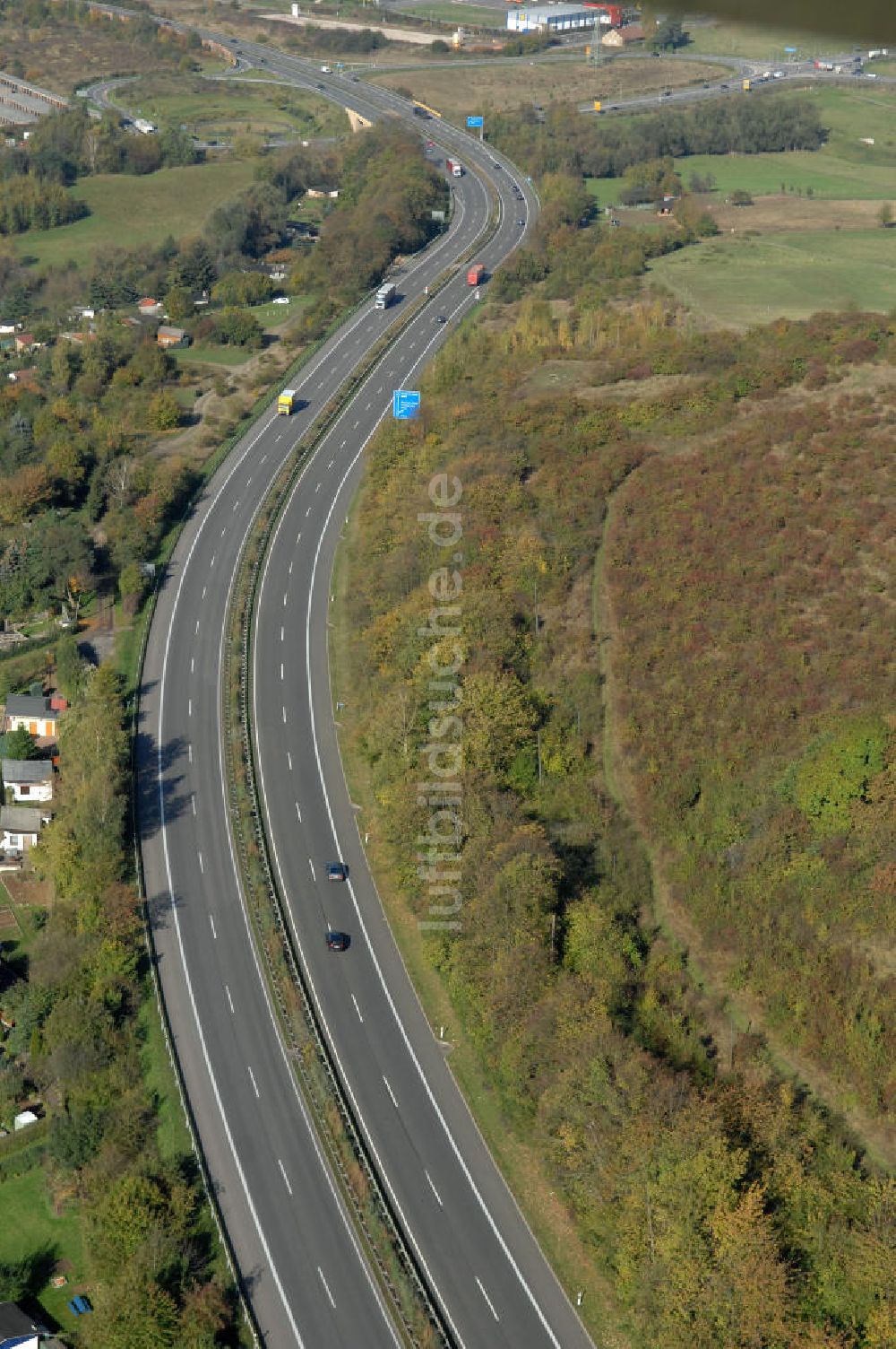 Eisenach aus der Vogelperspektive: Alter Trassen-Verlauf der A 4 bei Eisenach