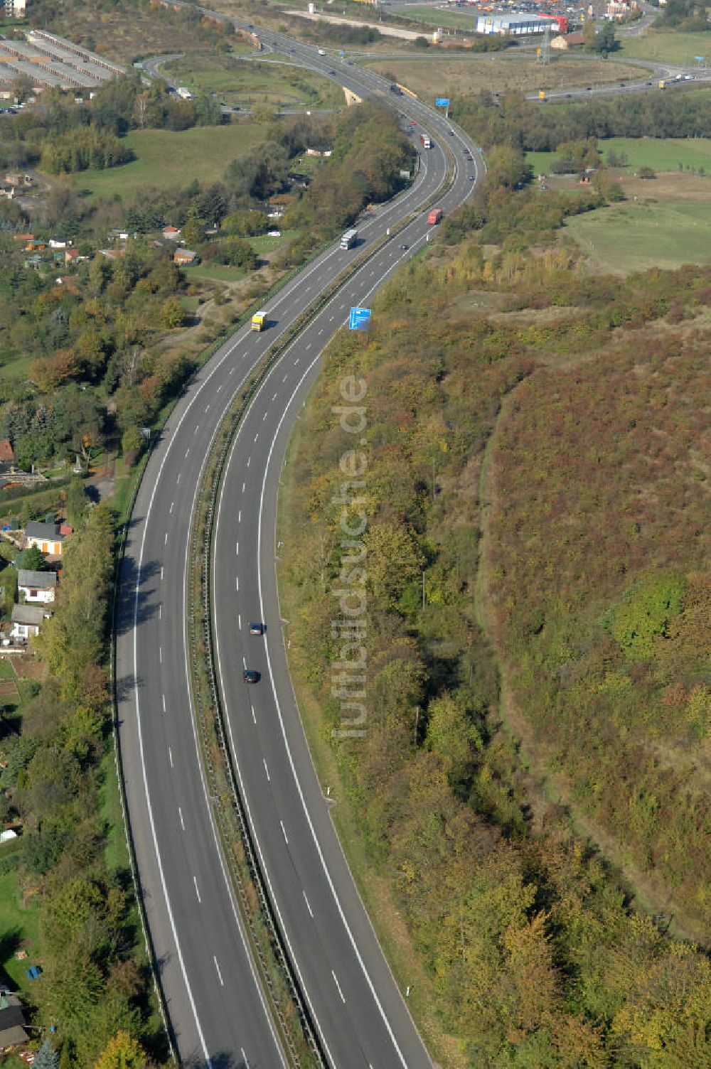 Luftbild Eisenach - Alter Trassen-Verlauf der A 4 bei Eisenach