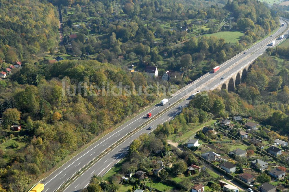 Eisenach von oben - Alter Trassen-Verlauf der A 4 bei Eisenach