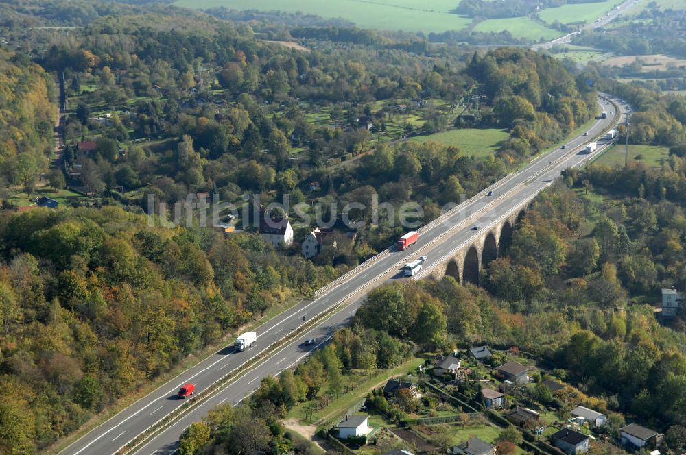 Eisenach aus der Vogelperspektive: Alter Trassen-Verlauf der A 4 bei Eisenach