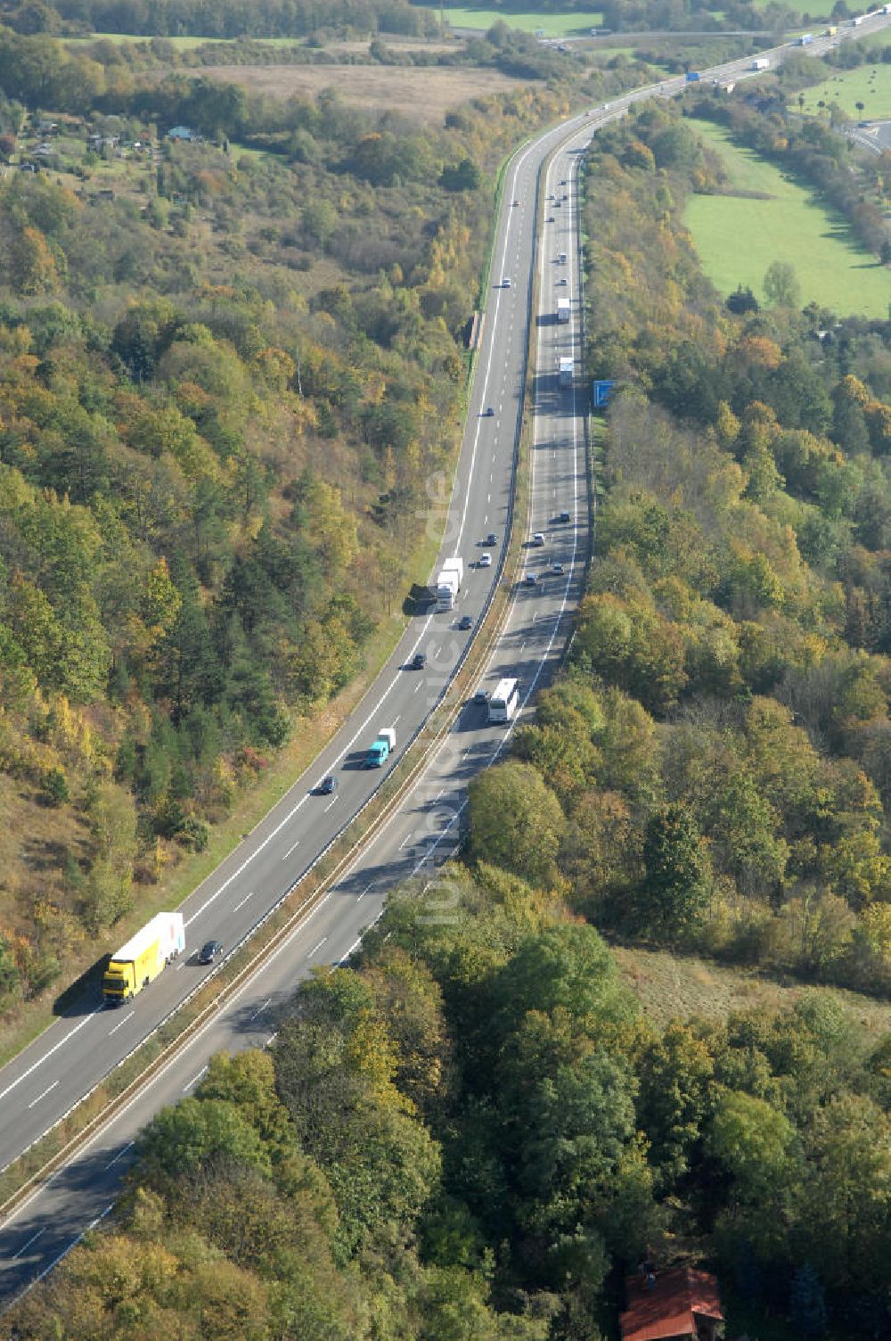 Eisenach von oben - Alter Trassen-Verlauf der A 4 bei Eisenach