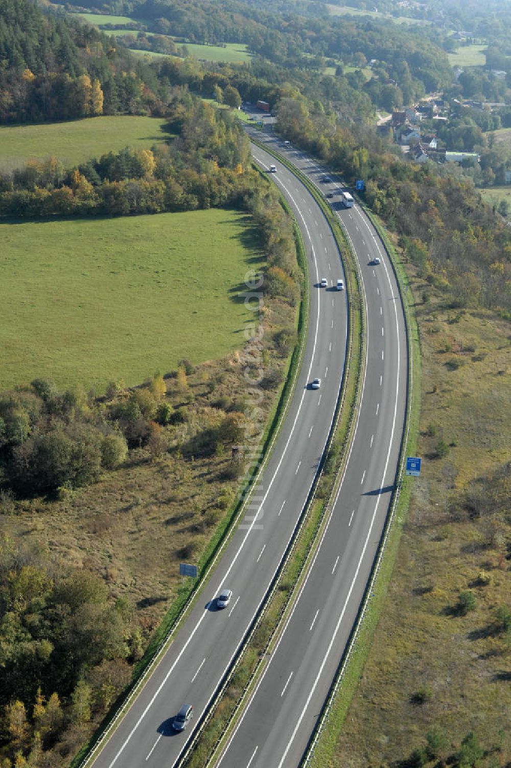 Eisenach von oben - Alter Trassen-Verlauf der A 4 bei Eisenach