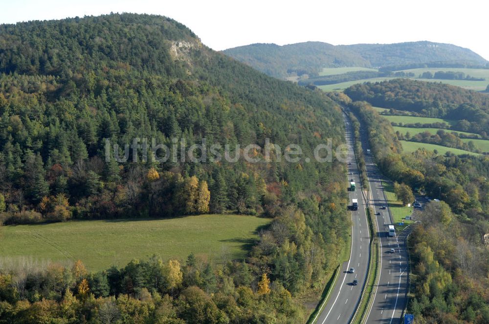 Eisenach aus der Vogelperspektive: Alter Trassen-Verlauf der A 4 bei Eisenach