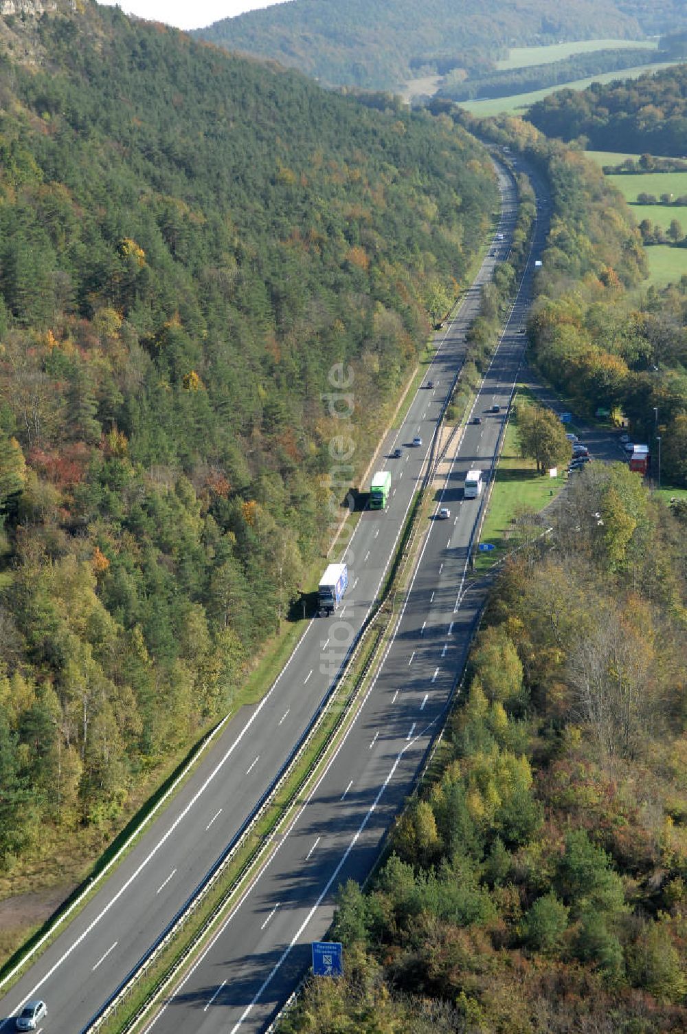 Luftbild Eisenach - Alter Trassen-Verlauf der A 4 bei Eisenach