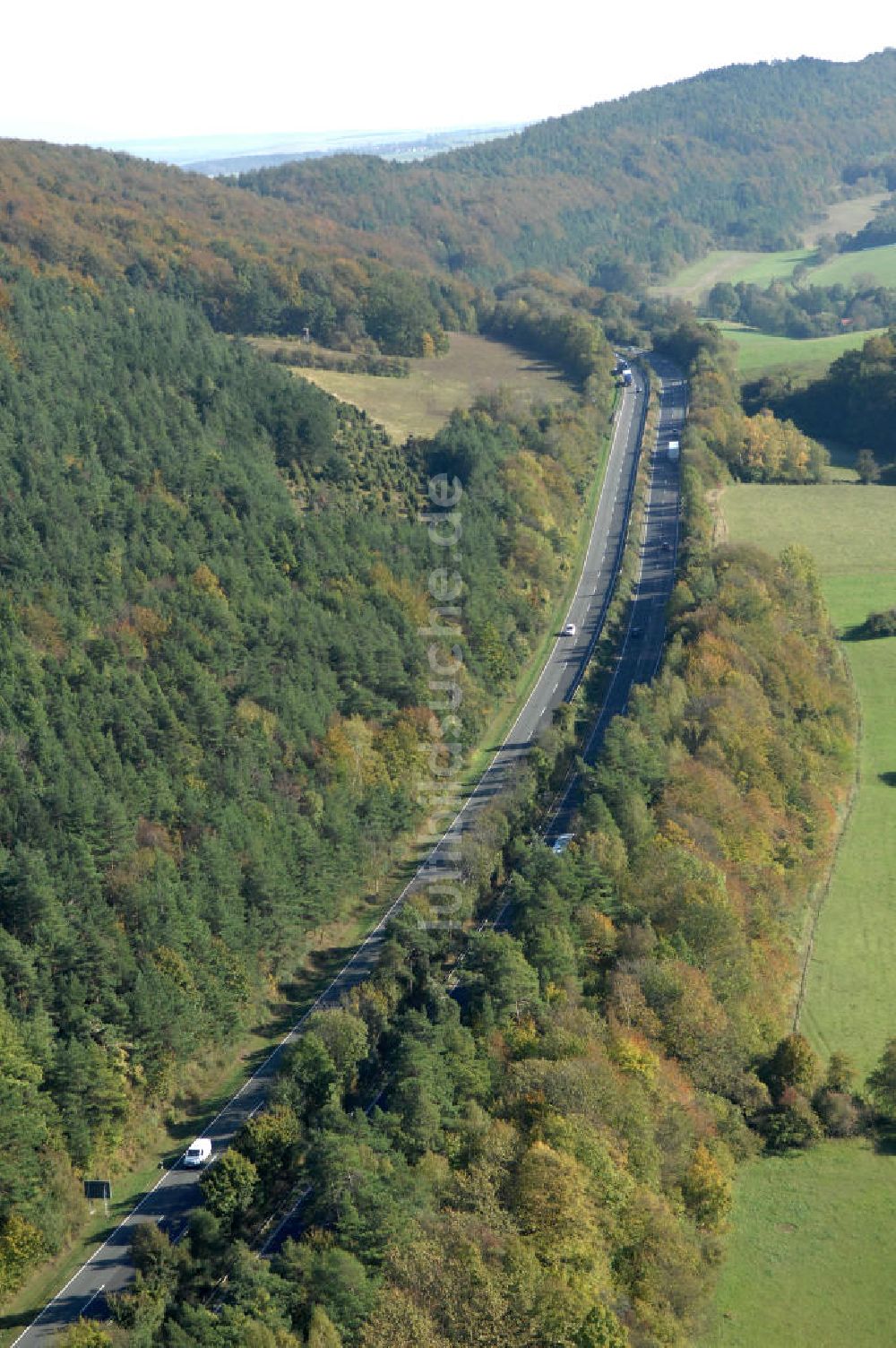 Eisenach von oben - Alter Trassen-Verlauf der A 4 bei Eisenach