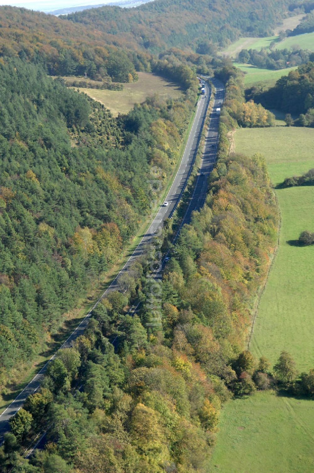 Eisenach aus der Vogelperspektive: Alter Trassen-Verlauf der A 4 bei Eisenach