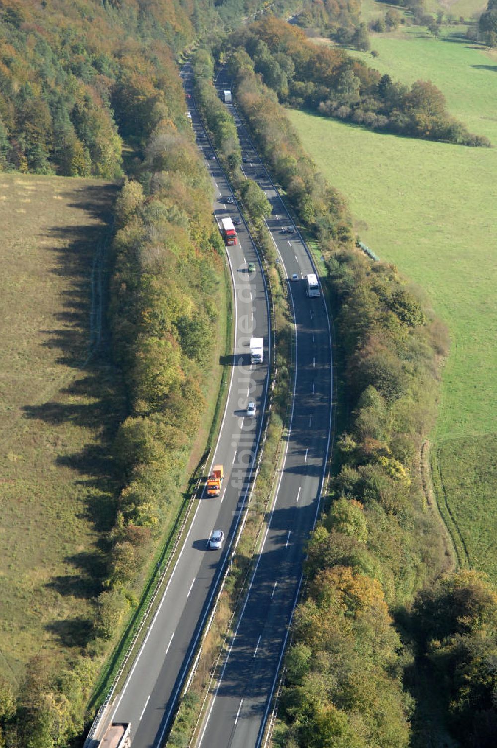 Luftbild Eisenach - Alter Trassen-Verlauf der A 4 bei Eisenach