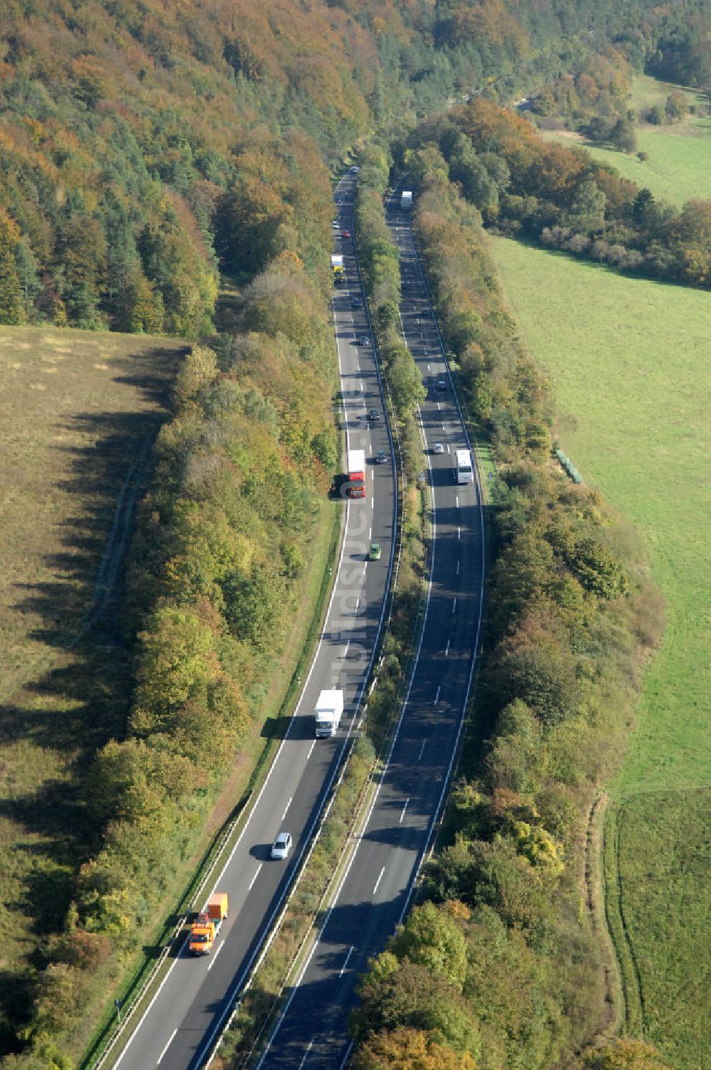 Luftaufnahme Eisenach - Alter Trassen-Verlauf der A 4 bei Eisenach