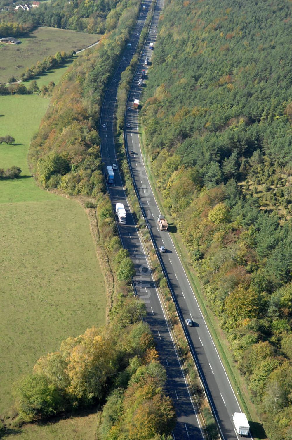 Eisenach aus der Vogelperspektive: Alter Trassen-Verlauf der A 4 bei Eisenach