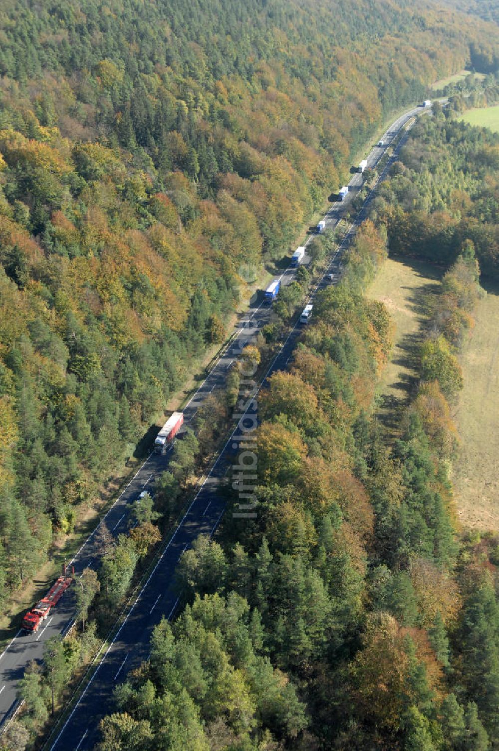 Luftbild Eisenach - Alter Trassen-Verlauf der A 4 bei Eisenach