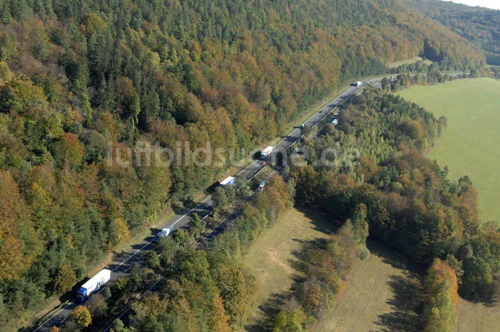 Luftaufnahme Eisenach - Alter Trassen-Verlauf der A 4 bei Eisenach