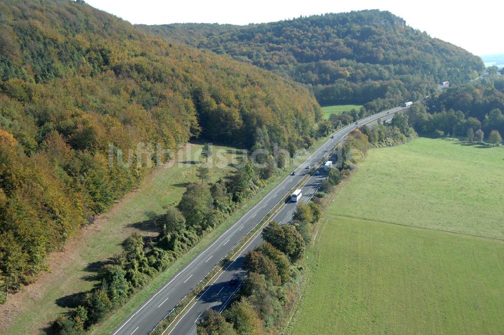 Eisenach aus der Vogelperspektive: Alter Trassen-Verlauf der A 4 bei Eisenach