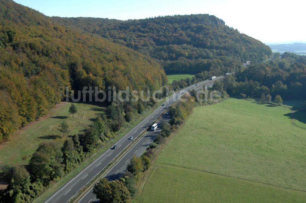 Luftbild Eisenach - Alter Trassen-Verlauf der A 4 bei Eisenach