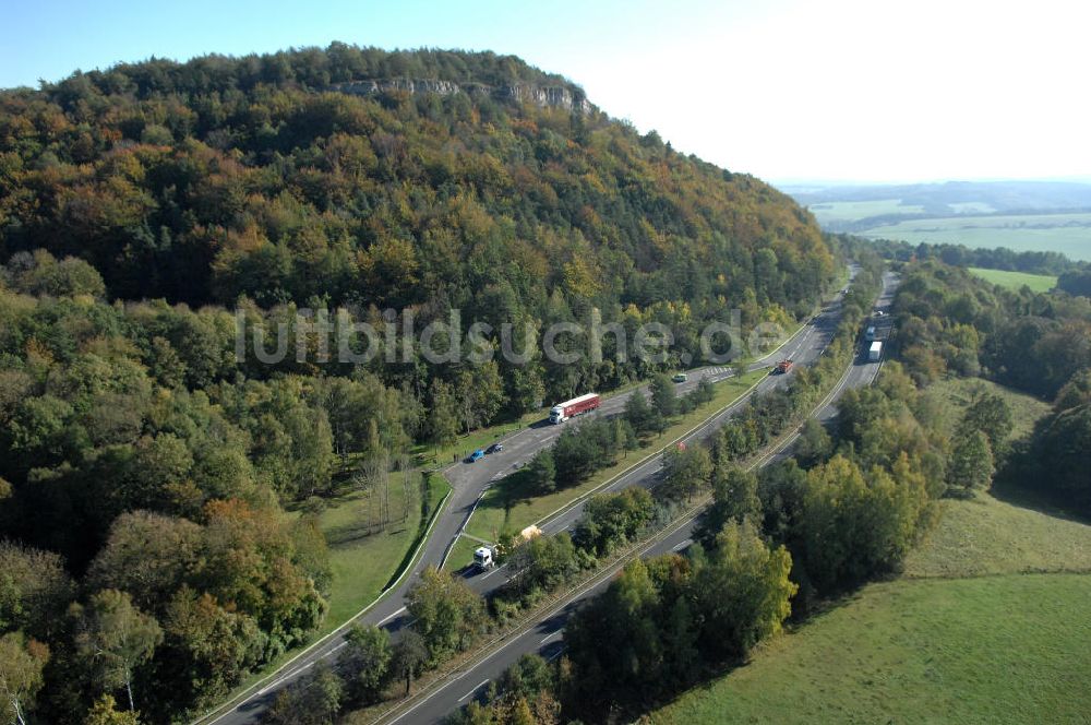 Eisenach von oben - Alter Trassen-Verlauf der A 4 bei Eisenach