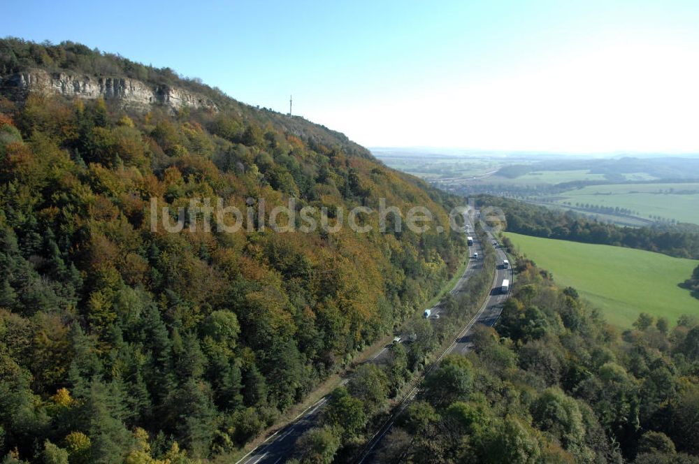 Eisenach aus der Vogelperspektive: Alter Trassen-Verlauf der A 4 bei Eisenach