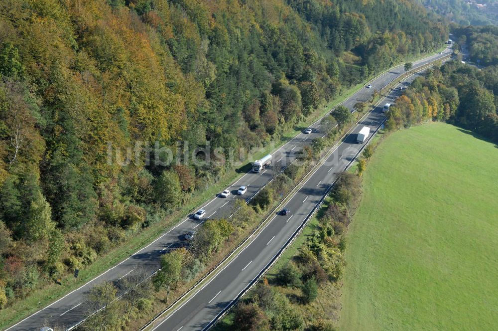 Luftaufnahme Eisenach - Alter Trassen-Verlauf der A 4 bei Eisenach