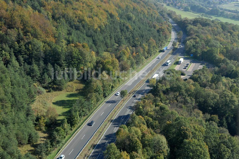 Eisenach von oben - Alter Trassen-Verlauf der A 4 bei Eisenach