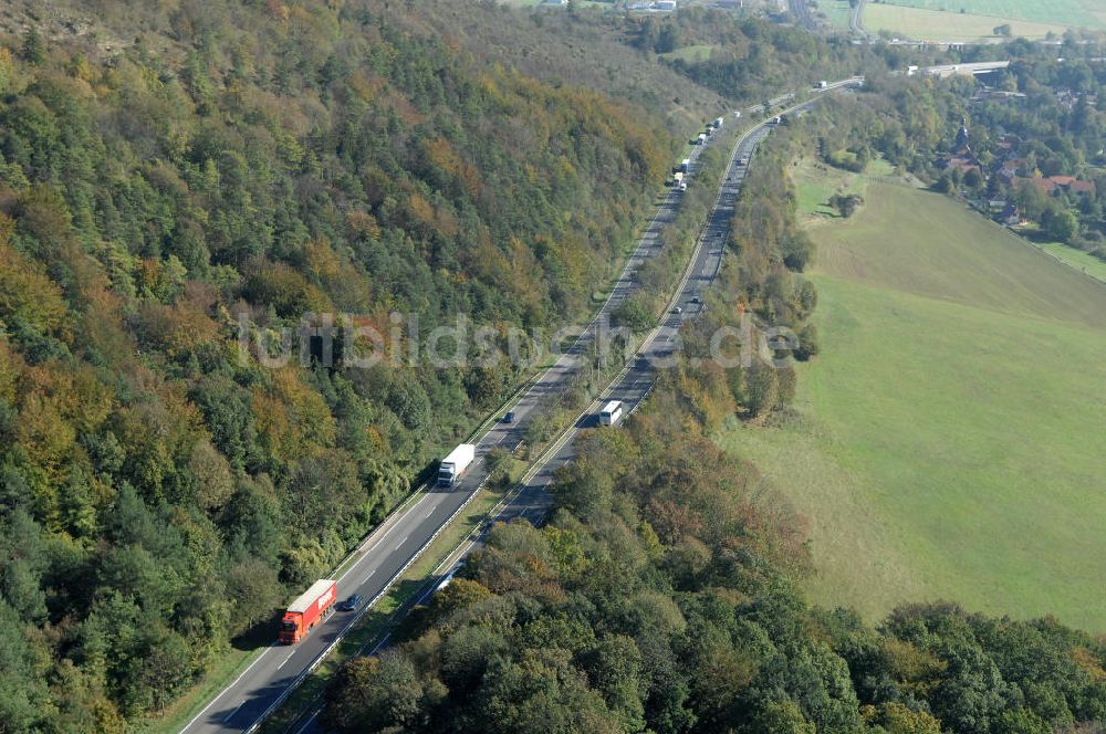 Eisenach von oben - Alter Trassen-Verlauf der A 4 bei Eisenach