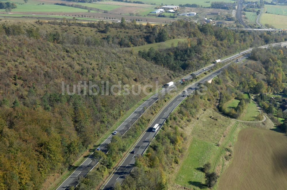 Eisenach aus der Vogelperspektive: Alter Trassen-Verlauf der A 4 bei Eisenach