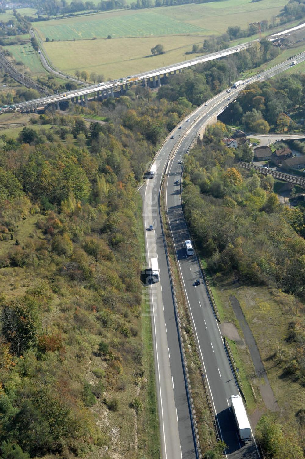 Luftaufnahme Eisenach - Alter Trassen-Verlauf der A 4 bei Eisenach