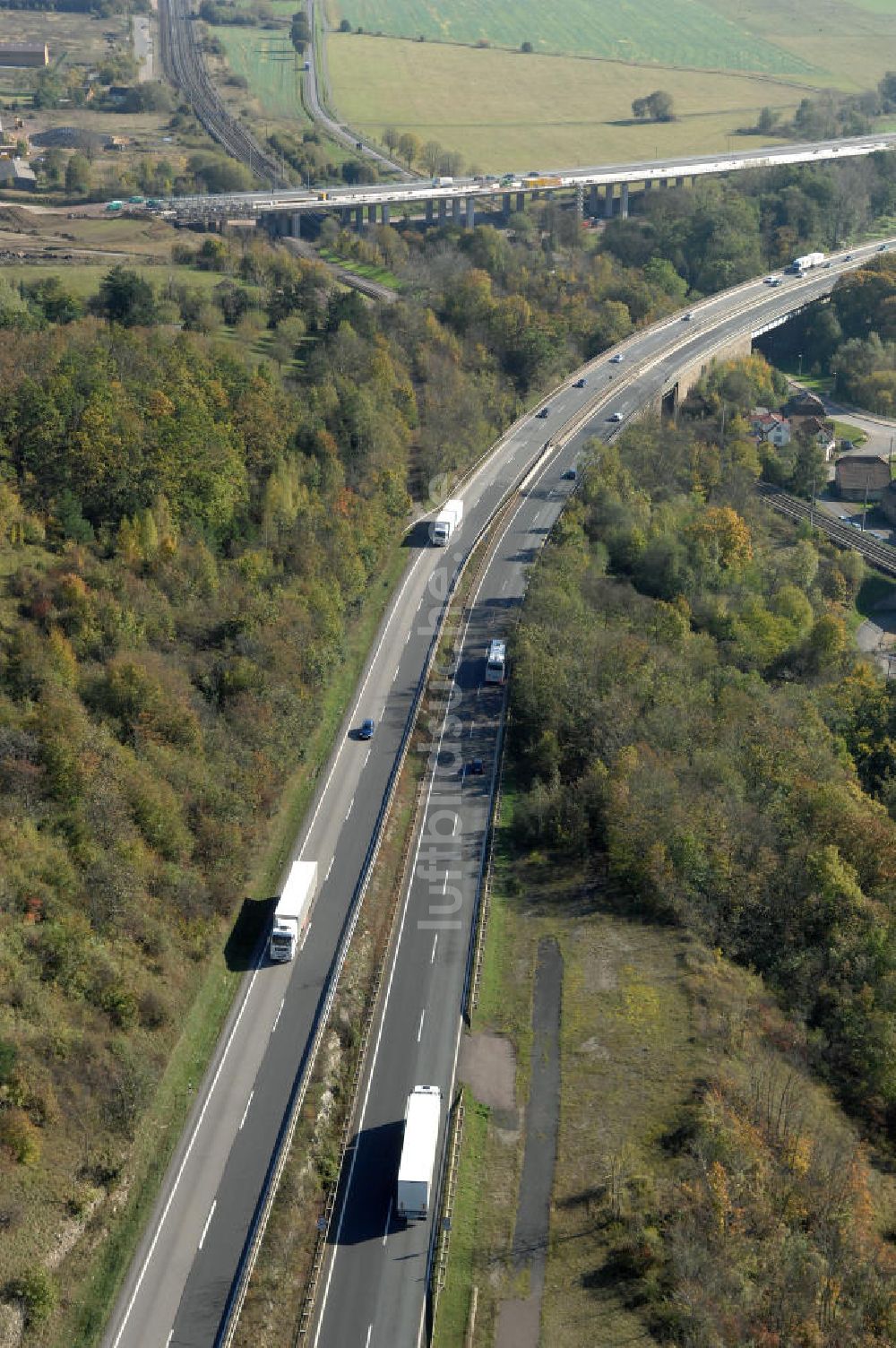 Eisenach von oben - Alter Trassen-Verlauf der A 4 bei Eisenach