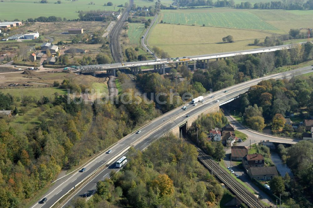 Luftaufnahme Eisenach - Alter Trassen-Verlauf der A 4 bei Eisenach