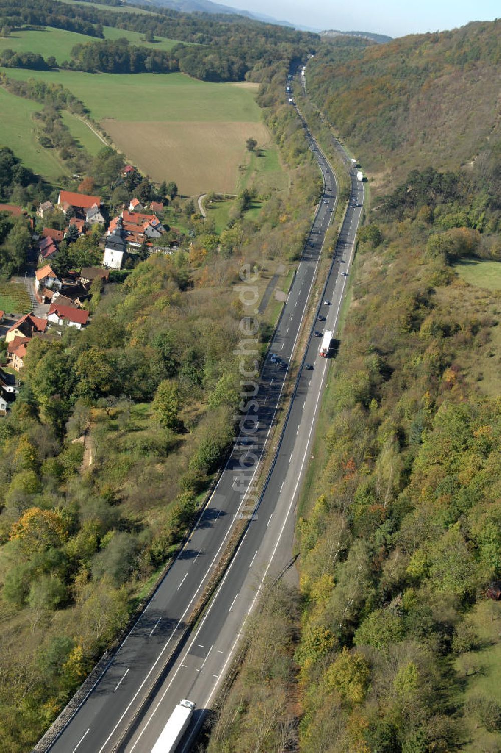 Eisenach von oben - Alter Trassen-Verlauf der A 4 bei Eisenach