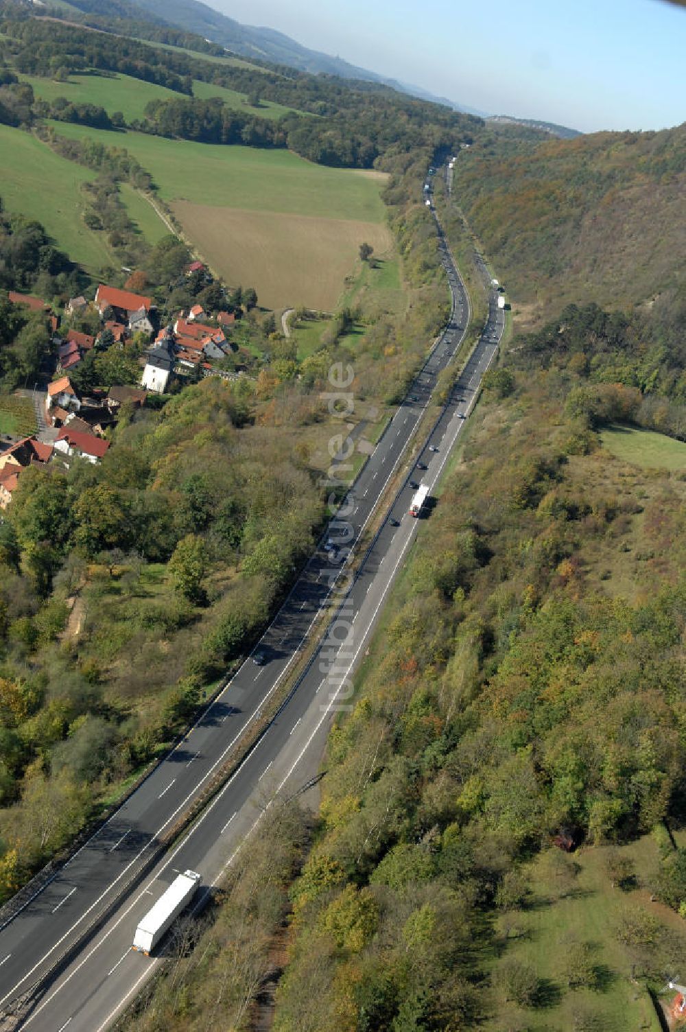 Eisenach aus der Vogelperspektive: Alter Trassen-Verlauf der A 4 bei Eisenach