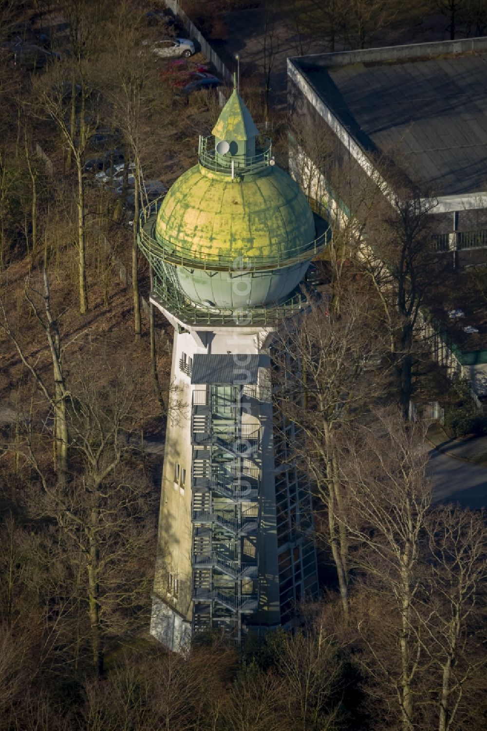 Luftbild Essen - Alter Wasserturm im Stadtteil Bredeney am Walter-Sachse-Weg in Essen im Bundesland Nordrhein-Westfalen