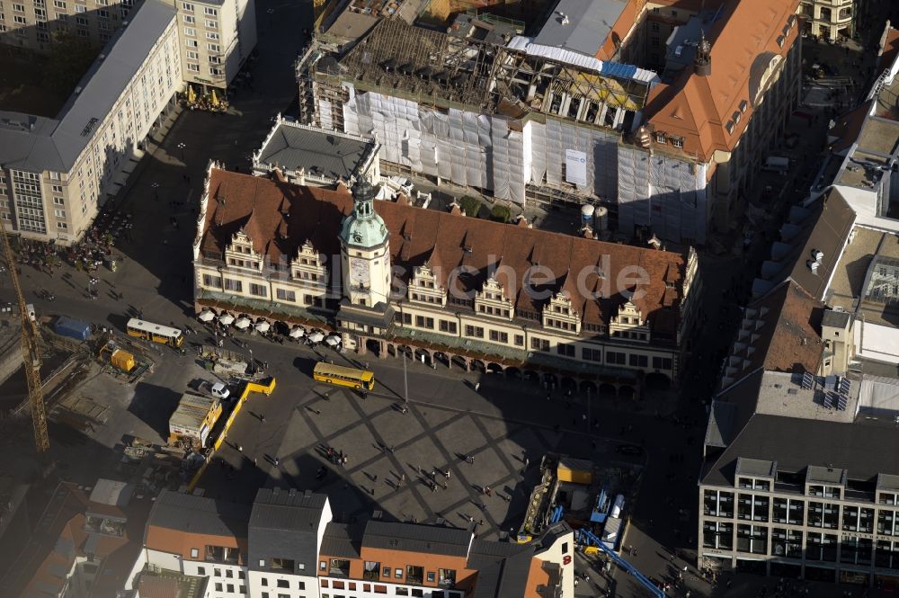 Luftaufnahme Leipzig - Altes Rathaus am Markt in Leipzig im Bundesland Sachsen