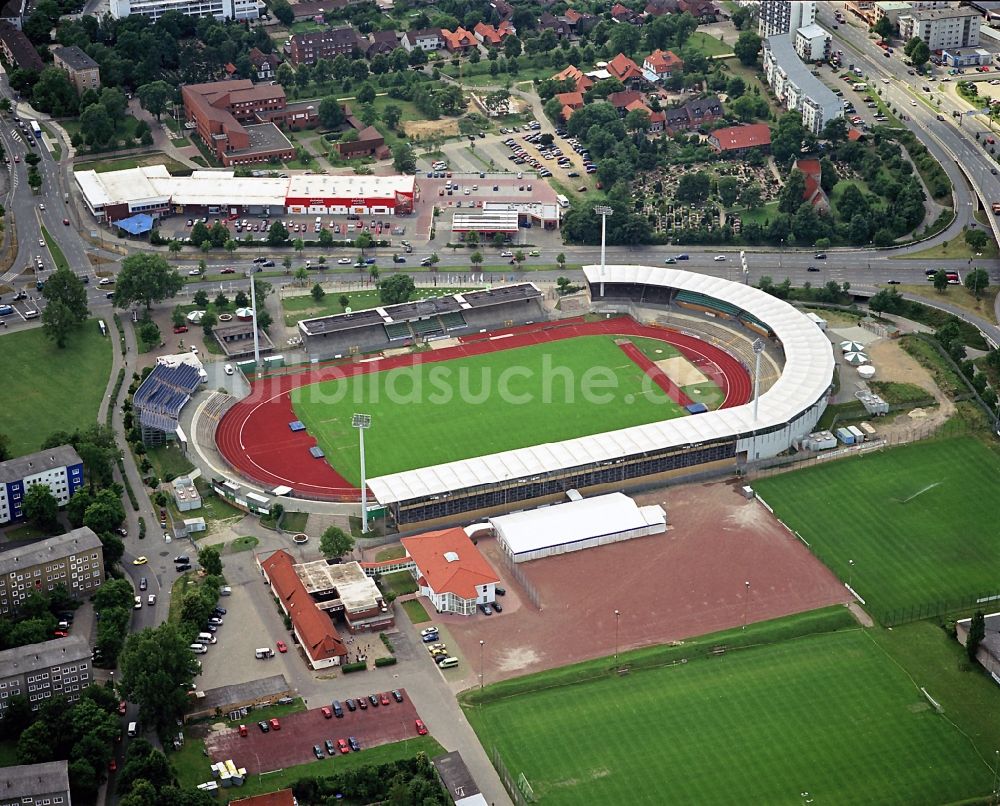 Luftaufnahme Wolfsburg - Altes VfL- Stadion Wolfsburg im Bundesland Niedersachsen