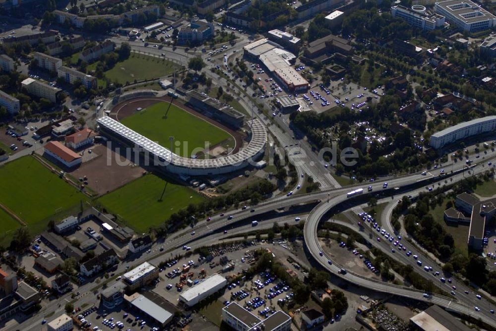 Wolfsburg von oben - Altes VfL- Stadion Wolfsburg im Bundesland Niedersachsen