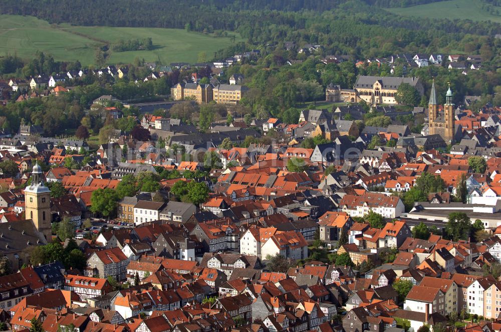 Goslar aus der Vogelperspektive: Altstadt Goslars mit Marktkirche und Kaiserpfalz