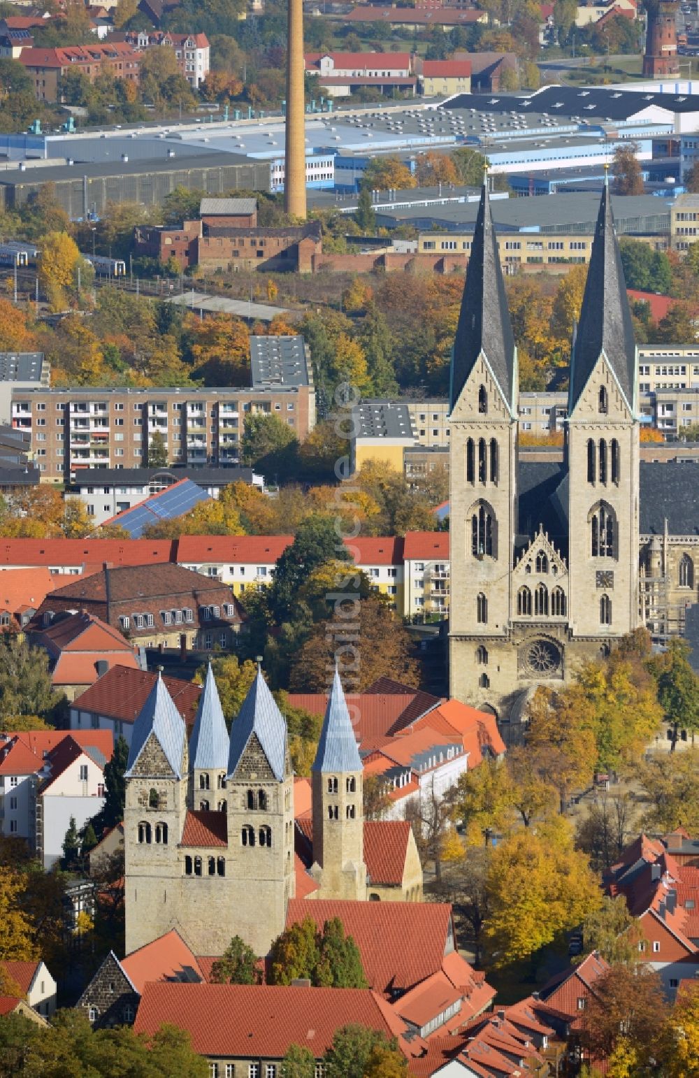 Halberstadt von oben - Altstadt von Halberstadt im Bundesland Sachsen-Anhalt