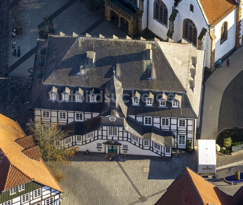 Rietberg aus der Vogelperspektive: Altstadt mit historischem Rathaus von Rietberg im Bundesland Nordrhein-Westfalen