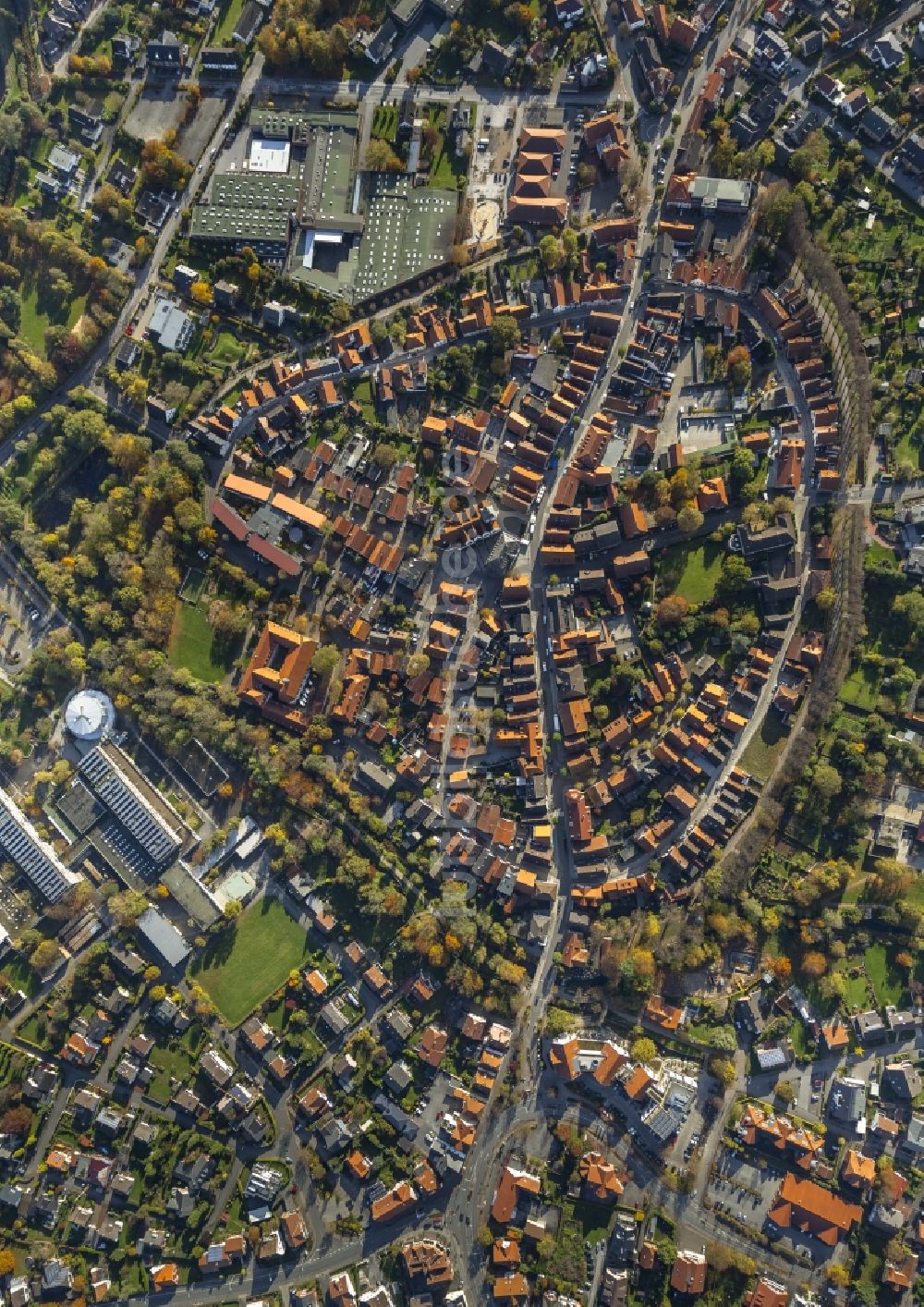 Luftbild Rietberg - Altstadt mit historischem Rathaus von Rietberg im Bundesland Nordrhein-Westfalen