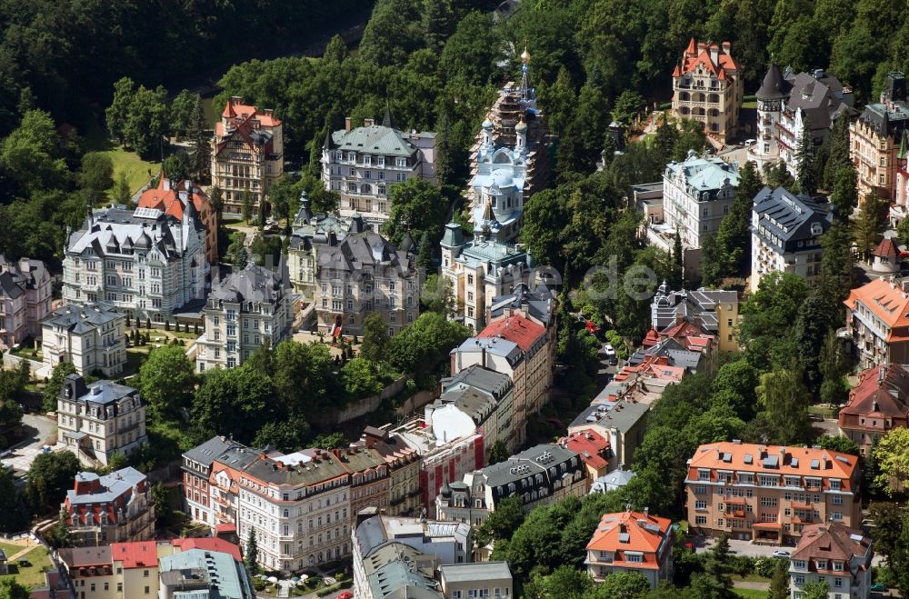 Luftaufnahme Karlsbad - Altstadt von Karlsbad ( Karlovy Vary ) in Tschechien