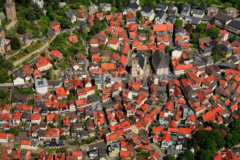 Luftaufnahme Kronberg im Taunus - Altstadt in Kronberg im Taunus im Bundesland Hessen