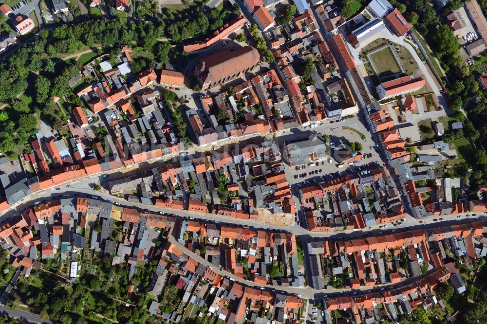 Luckau aus der Vogelperspektive: Altstadt von Luckau im Bundesland Brandneburg