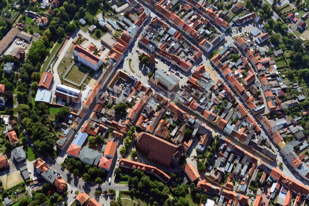 Luckau aus der Vogelperspektive: Altstadt von Luckau im Bundesland Brandneburg