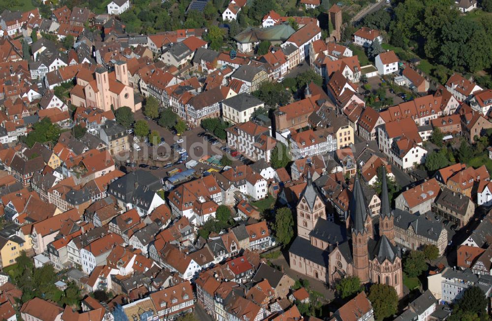 Luftaufnahme Gelnhausen - Altstadt mit Marienkirche von Gelnhausen in Hessen