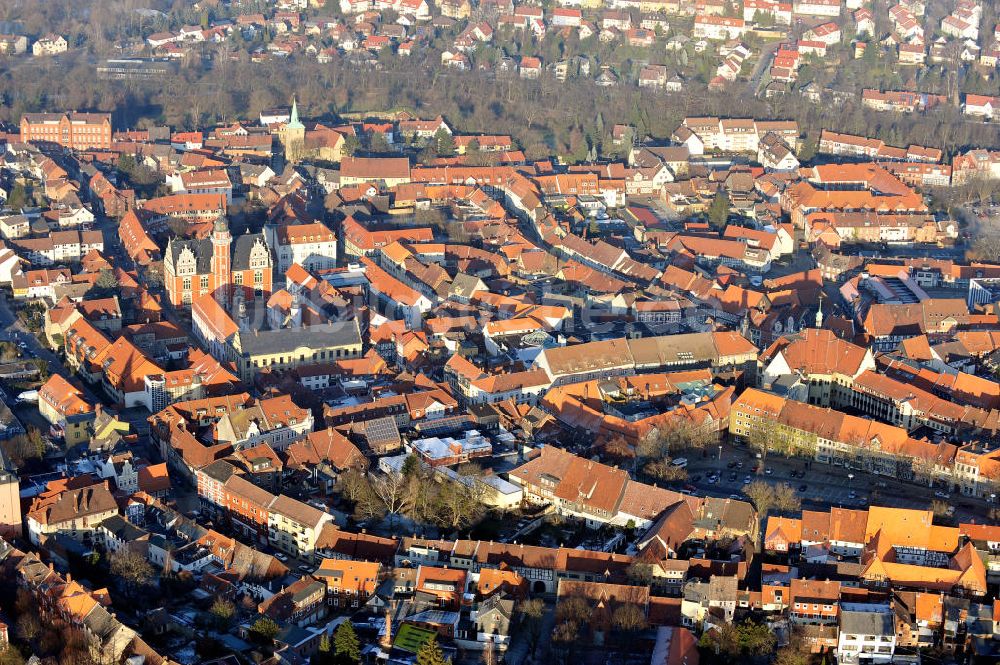 Helmstedt von oben - Altstadt der Stadt Helmstedt in Niedersachsen